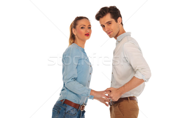 cute couple posing holding hands Stock photo © feedough