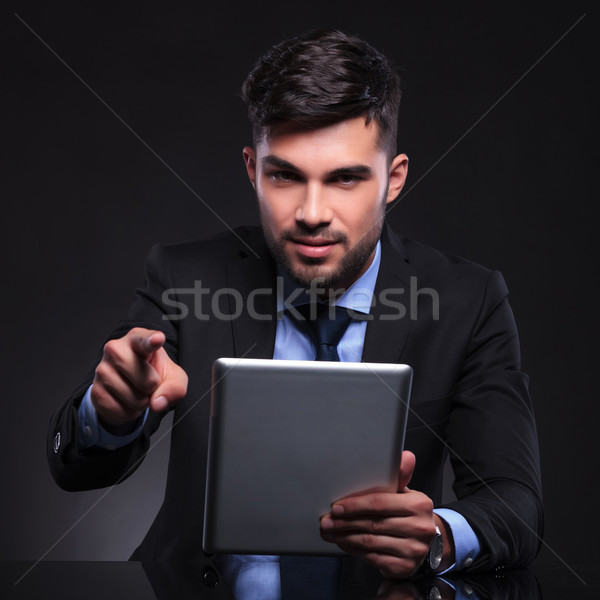 young business man with tablet points at camera Stock photo © feedough