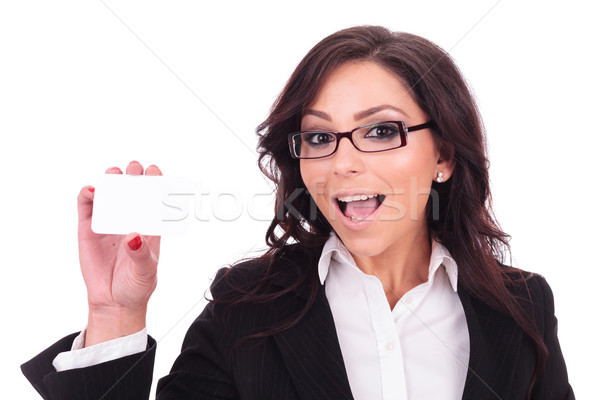 business woman shows an empy card Stock photo © feedough