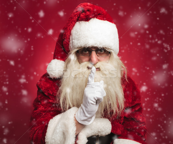 santa claus making the quiet gesture Stock photo © feedough