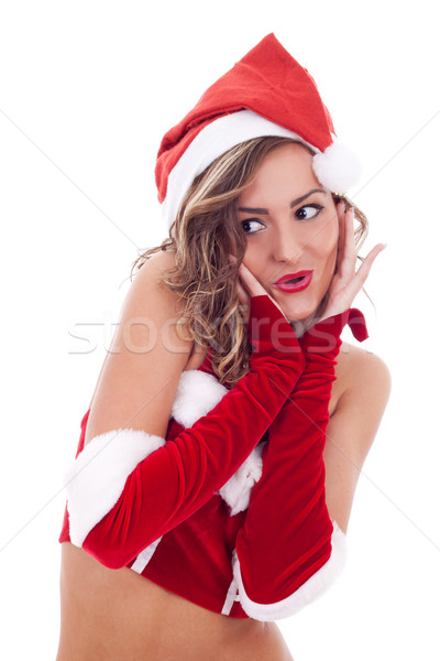 Stok fotoğraf: şaşırmış · Noel · kadın · şapka