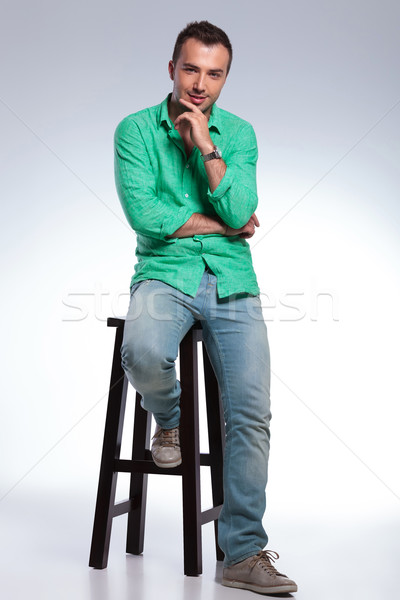 задумчивый случайный человека сидят Председатель Сток-фото © feedough