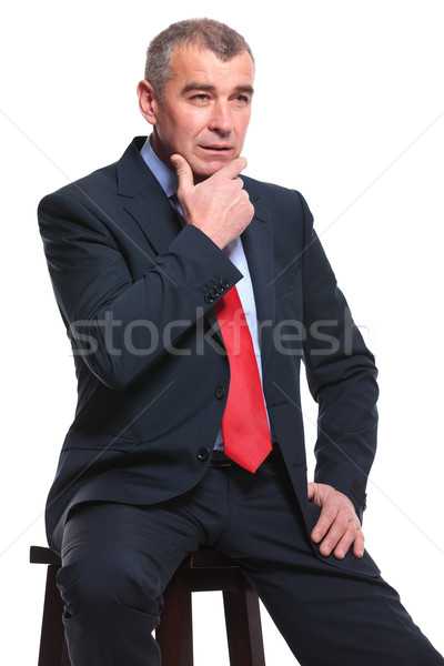 задумчивый деловой человек Председатель сидят стул Сток-фото © feedough