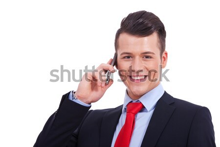 Stockfoto: Knap · zakenman · mobiele · telefoon · portret · glimlachend