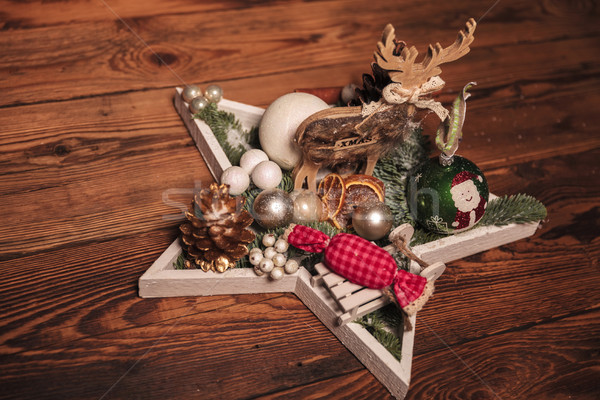 Csillag karácsony asztal dekoráció fából készült földgömb Stock fotó © feedough