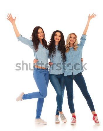 happy casual people inviting you to join Stock photo © feedough
