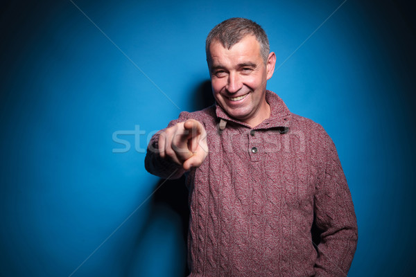 senior casual man points at you Stock photo © feedough
