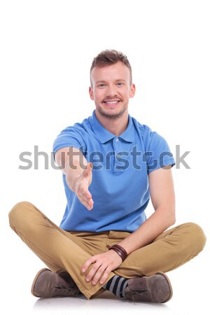 model smiling while seated Stock photo © feedough