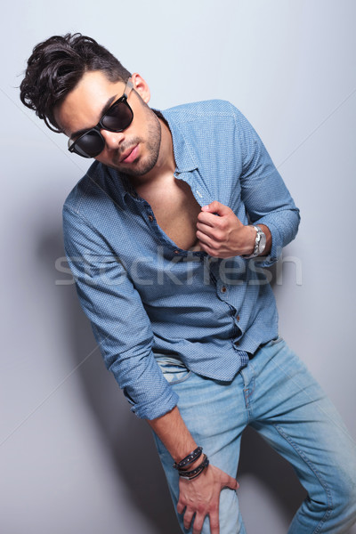 casual man reveals his chest Stock photo © feedough