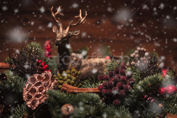 馴鹿 聖誕節 表 裝飾 小 玩具 商業照片 © feedough
