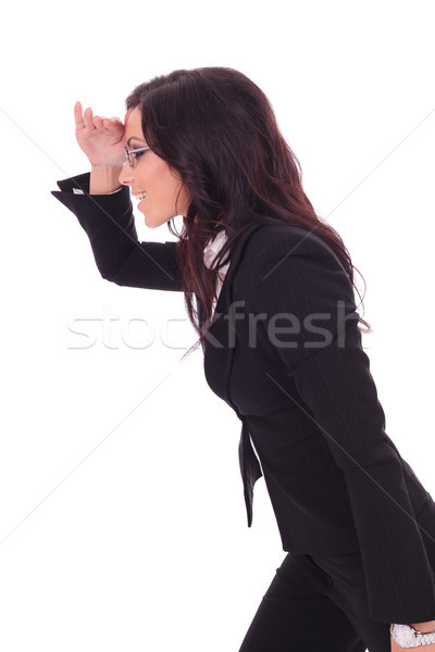 Business woman Aussehen weit weg Seitenansicht jungen Stock foto © feedough