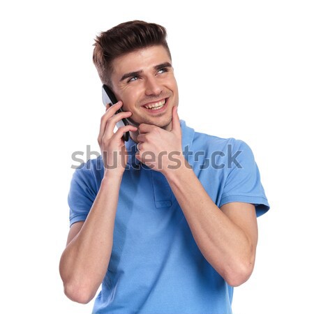 Boldog lezser férfi álmodik beszél telefon Stock fotó © feedough