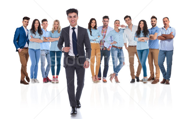 young businessman group leader walks in front of the team Stock photo © feedough