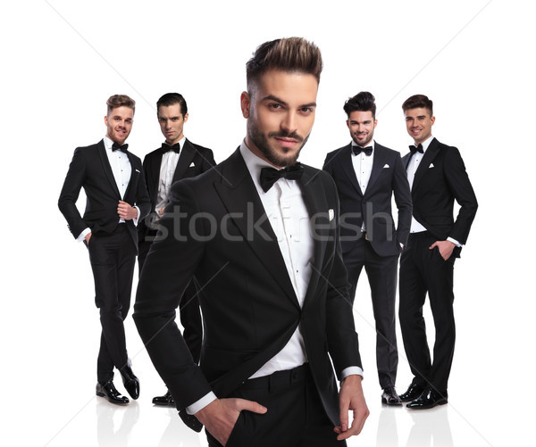 Stockfoto: Knap · leider · jonge · mannen · zwarte · naar