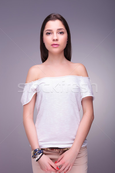 cute and shy casual woman  Stock photo © feedough