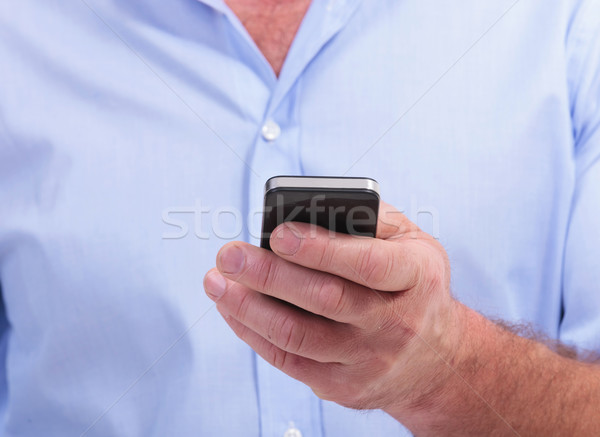 Stockfoto: Toevallig · man · werken · telefoon · senior