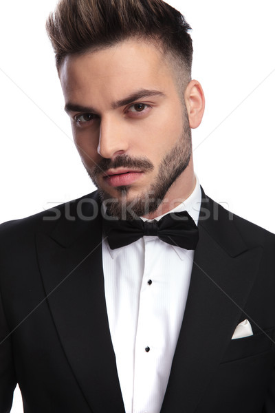 closeup portrait of a young handsome man in tuxedo Stock photo © feedough