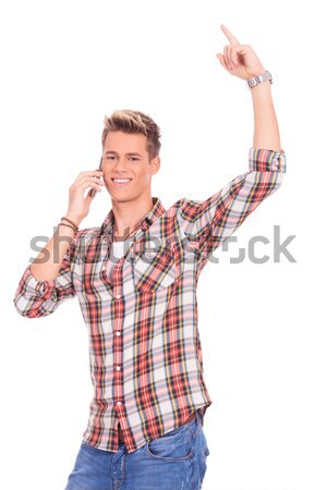 young man cheering Stock photo © feedough