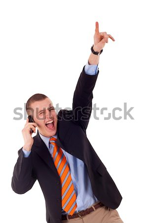 business woman cheers on the phone Stock photo © feedough