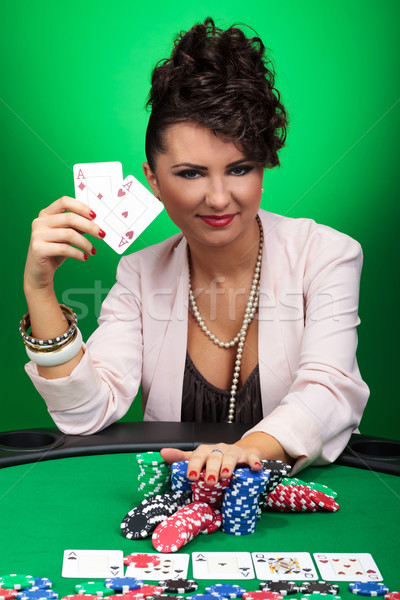 woman winning at poker Stock photo © feedough