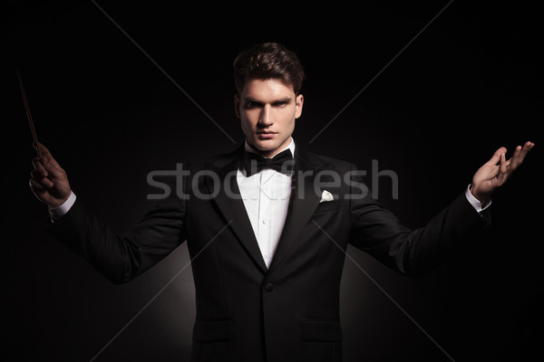 Orchestra conductor holding his hands up Stock photo © feedough