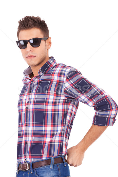 Foto stock: Joven · gafas · de · sol · guapo · blanco · hombre