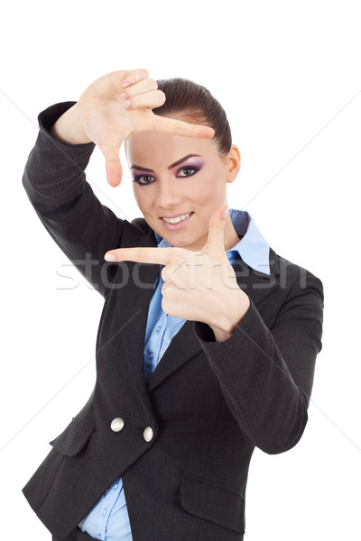 Vrouw frame vingers mooie jonge zakenvrouw Stockfoto © feedough