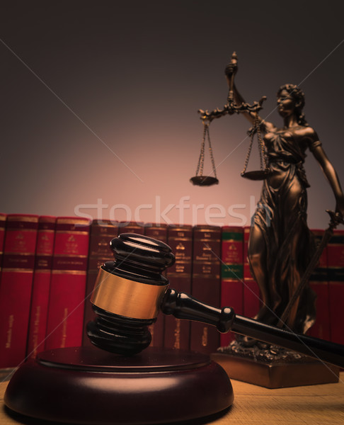 judge's gavel with justice statue and law book Stock photo © feedough