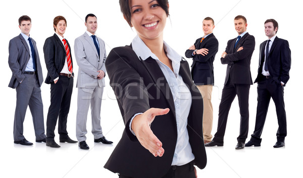business woman welcoming to her team Stock photo © feedough