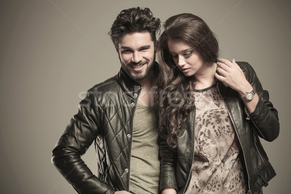 woman looking down and man smiling Stock photo © feedough