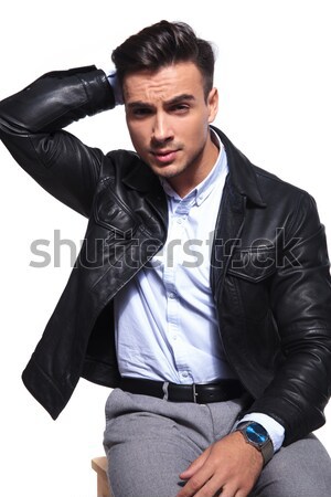 young business man posing on gray background Stock photo © feedough