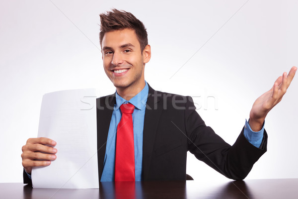 Adam büro genç iş adamı oturma Stok fotoğraf © feedough