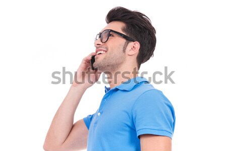 casual man with middle finger on chin Stock photo © feedough