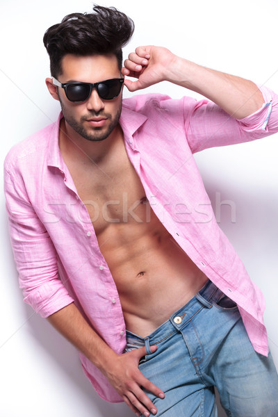 Jungen Mode Mann isoliert weiß Hand Stock foto © feedough