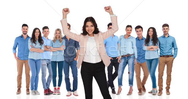 businesswoman team leader celebrating victory with her group Stock photo © feedough