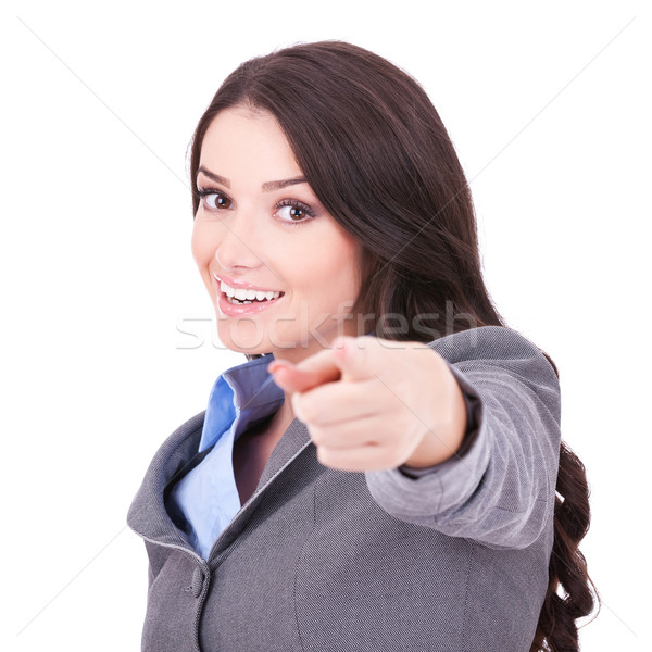 Stock foto: Business · woman · Hinweis · Finger · Bild · anziehend · weiß