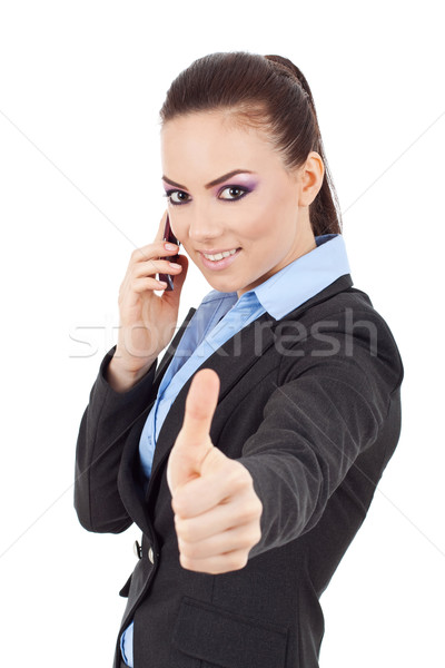 woman with phone and ok gesture Stock photo © feedough