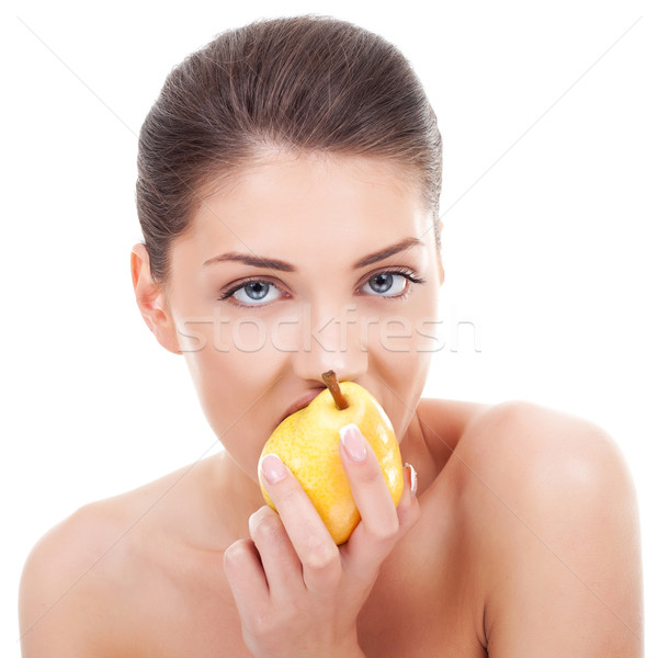 lovely woman eating pear Stock photo © feedough