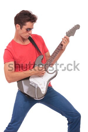 Rocksztár elektromos gitár izolált fehér kő zsemle Stock fotó © feedough