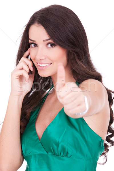 woman with phone and ok gesture Stock photo © feedough