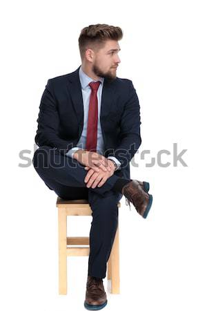 сидящий молодые деловой человек сторона сидят Сток-фото © feedough