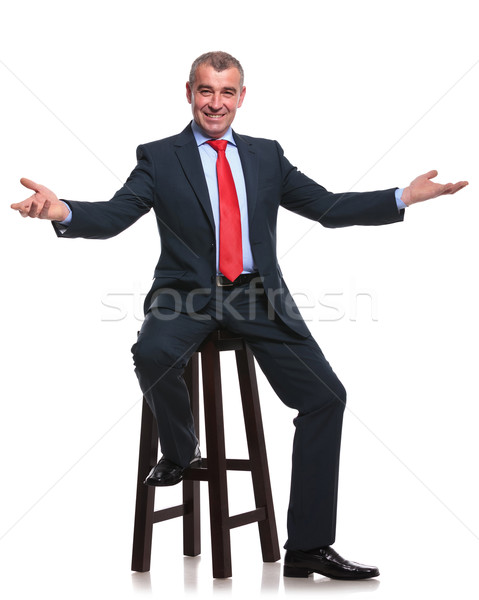 сидящий деловой человек сидят высокий стул Сток-фото © feedough