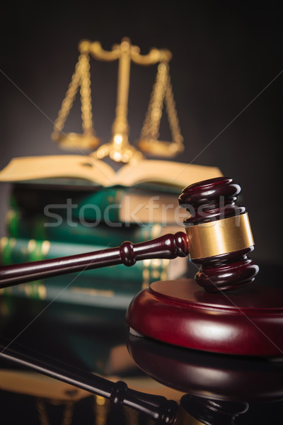 Leren eerlijke recht justitie houten hamer Stockfoto © feedough