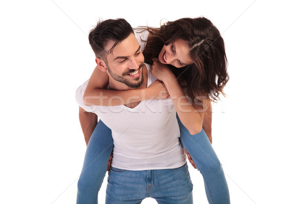 Stockfoto: Gelukkig · jonge · toevallig · paar · samen