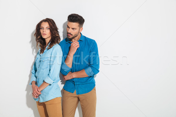 casual man thinks about what his woman is thinking about Stock photo © feedough