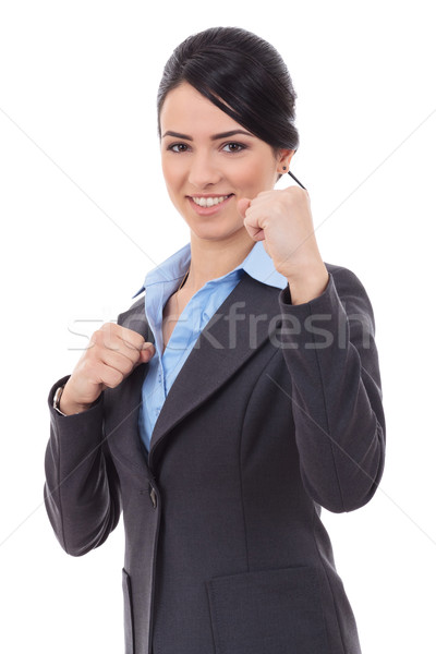 young business woman fighting with you Stock photo © feedough