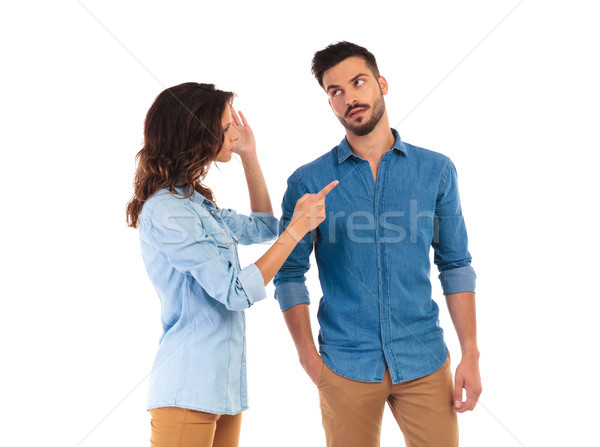 casual woman blaming her man for everything  Stock photo © feedough