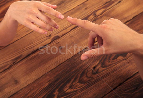 Foto stock: Hombre · mujer · tocar · dedos · familia