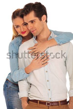 sexy woman leans on man's thigh Stock photo © feedough