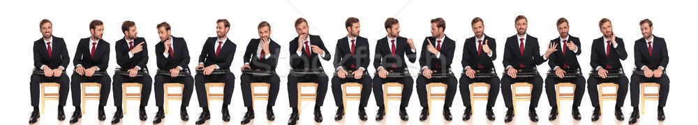 Foto stock: Empresário · diferente · entrevista · de · emprego · branco · mãos